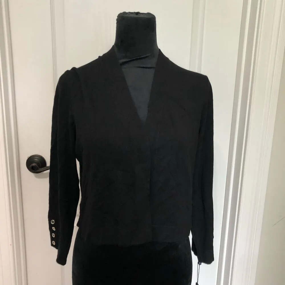 Brand‎ New Women's Tommy Hilfiger Button Sleeve Black Cardigan Size Medium - Image 4
