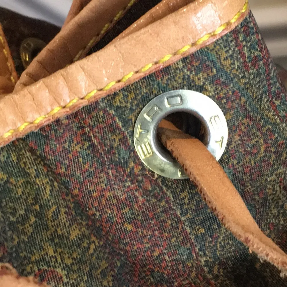 ETRO Milano Paisley Nylon Vachetta Leather Drawstring Bucket Tote Shoulder Bag - Image 9