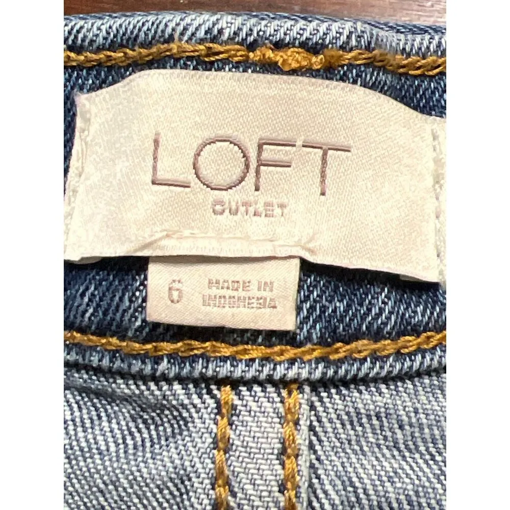 LOFT Denim Skirt Raw Hem Side Slits Size 6 Festival Boho Jeans - Image 4