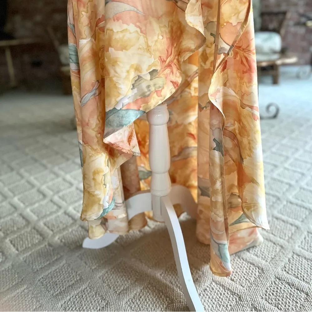 NWT Bardot Kalani Dress Midi Hi Low Yellow Floral Print in Tropicana 8 Cocktail - Image 6