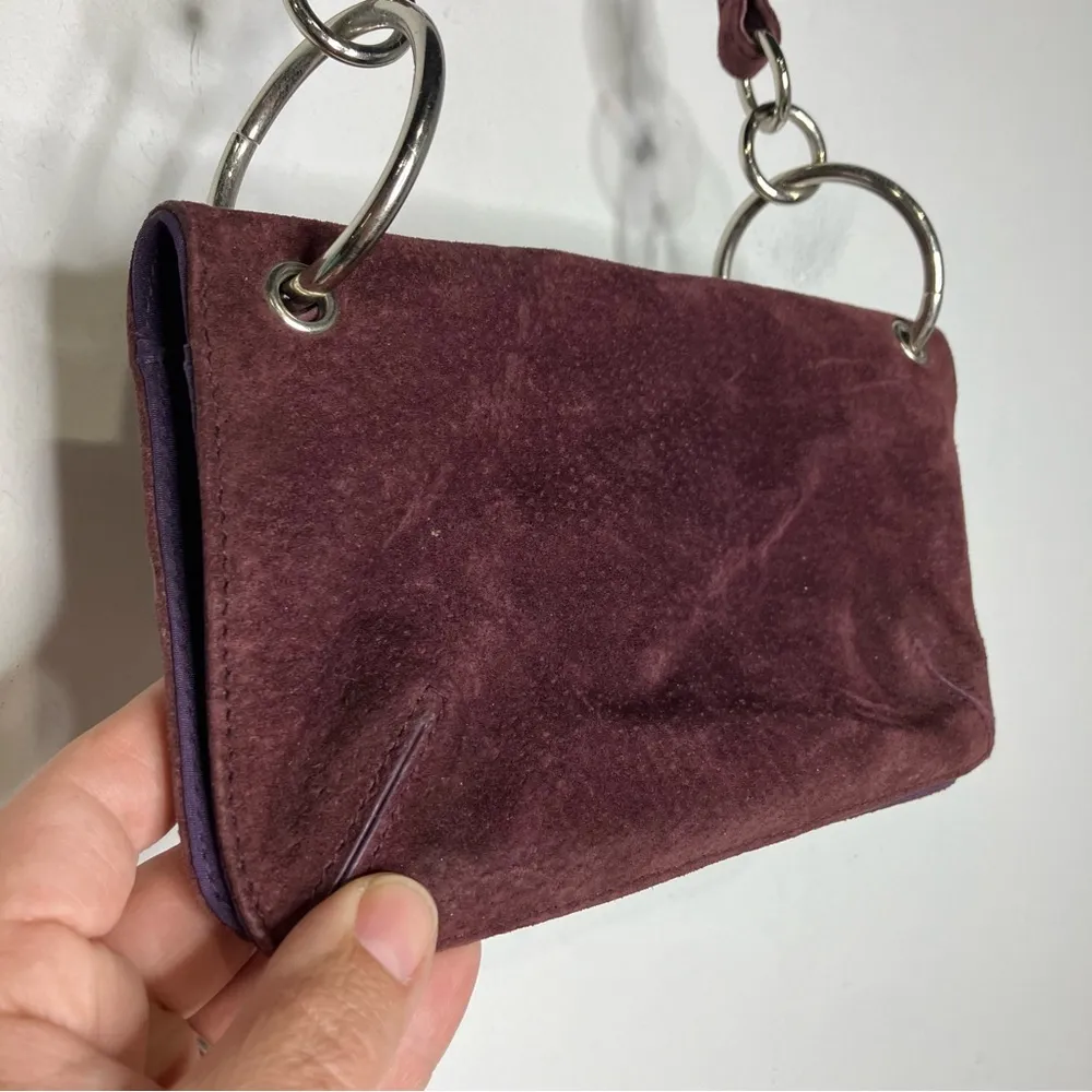 Y2K Wilson leather maxima deep purple plum suede leather shoulder bag 8.5”x4.75” - Image 2