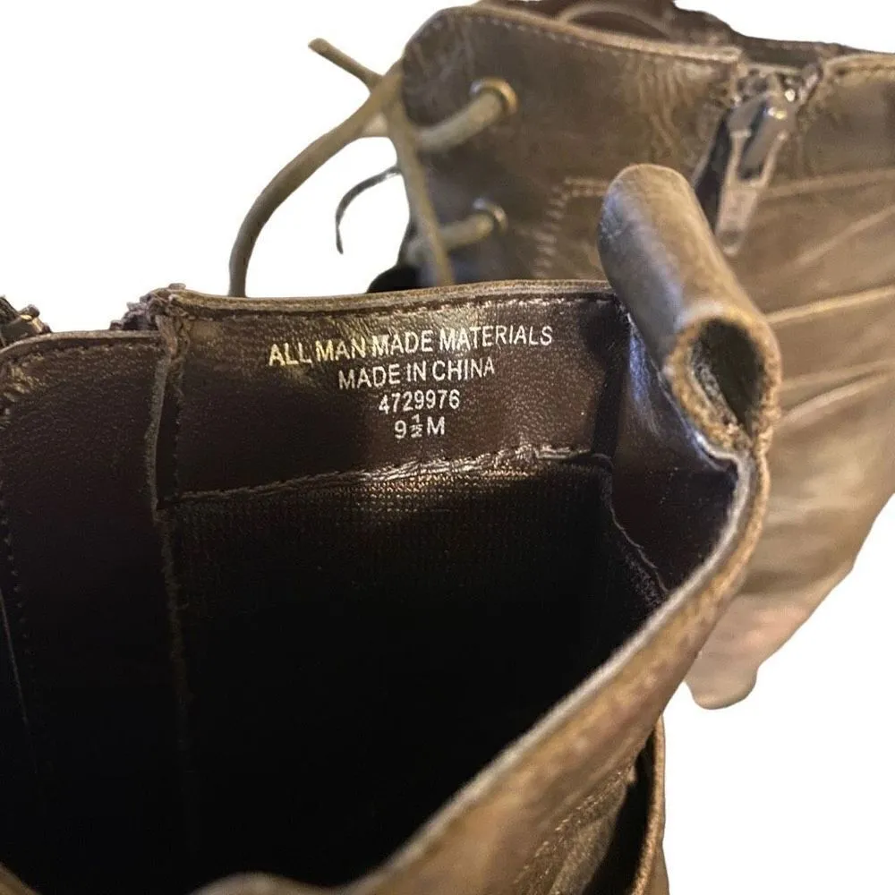 DIBA size 9 1/2 brown moto boots zipper side heal buckle witch boots - Image 8