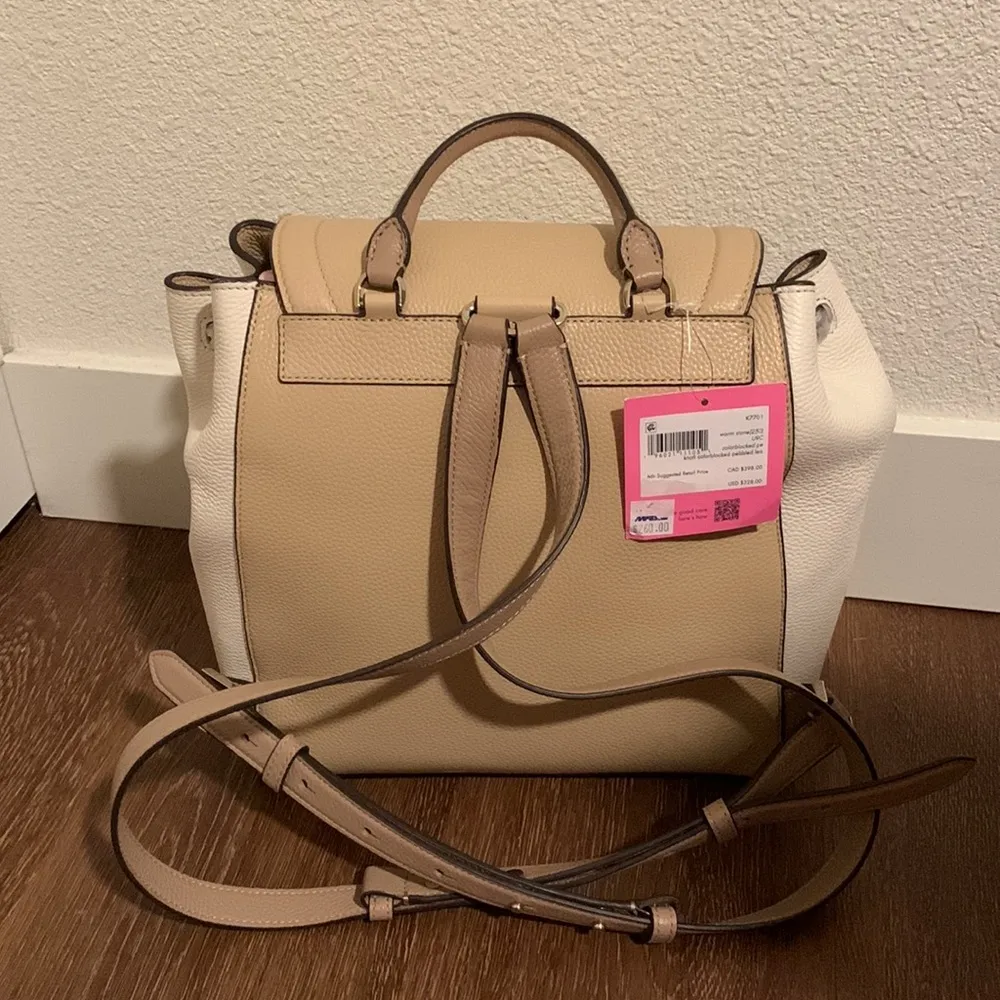 Kate Spade  Leather Knott Colorblocked Backpack in Warm Stone Neutral - Image 5