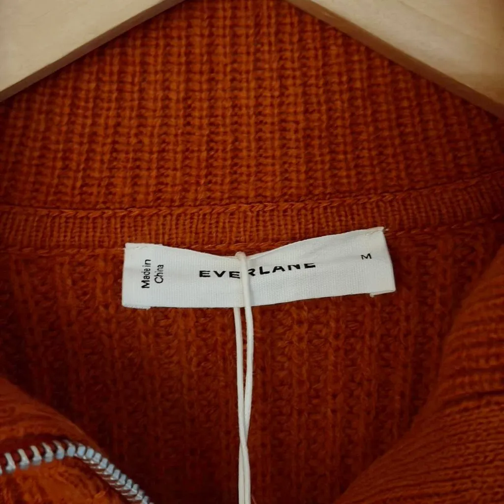 Everlane The Half-Zip Sweater in Luxe Merino in Rust Heather, Size Medium - Image 7