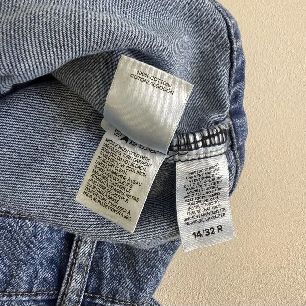 Lucky Brand High Rise Wide Leg Crop Blue Denim Jeans Size 14 / 32 - Image 5