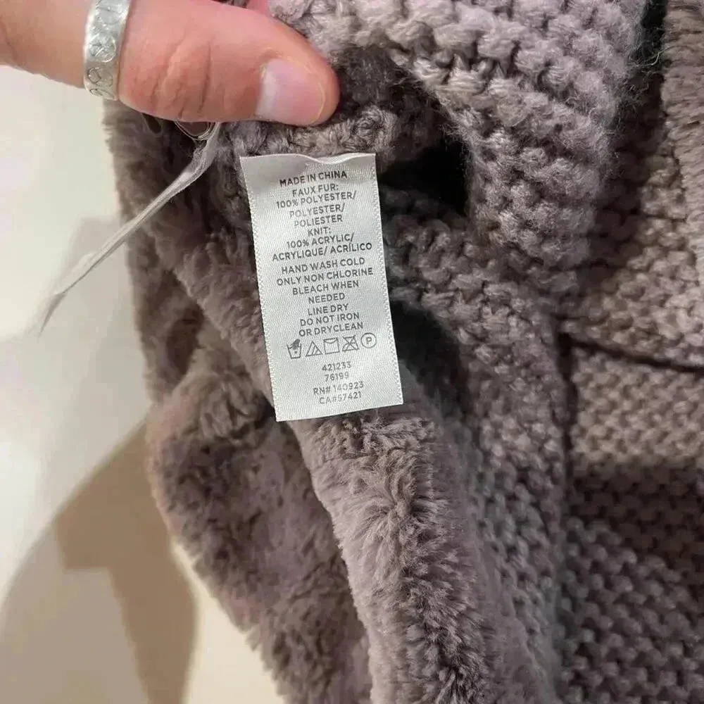 Loft NWT Faux Fur Muff Scarf Brown Patterned Faux Fur Thick Knit Inside Cozycore - Image 4