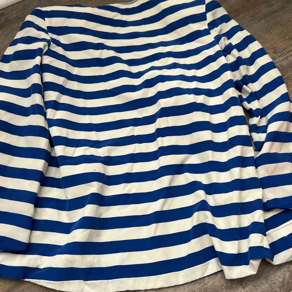 Talbots silk Blue and White Striped Cardigan - Image 10