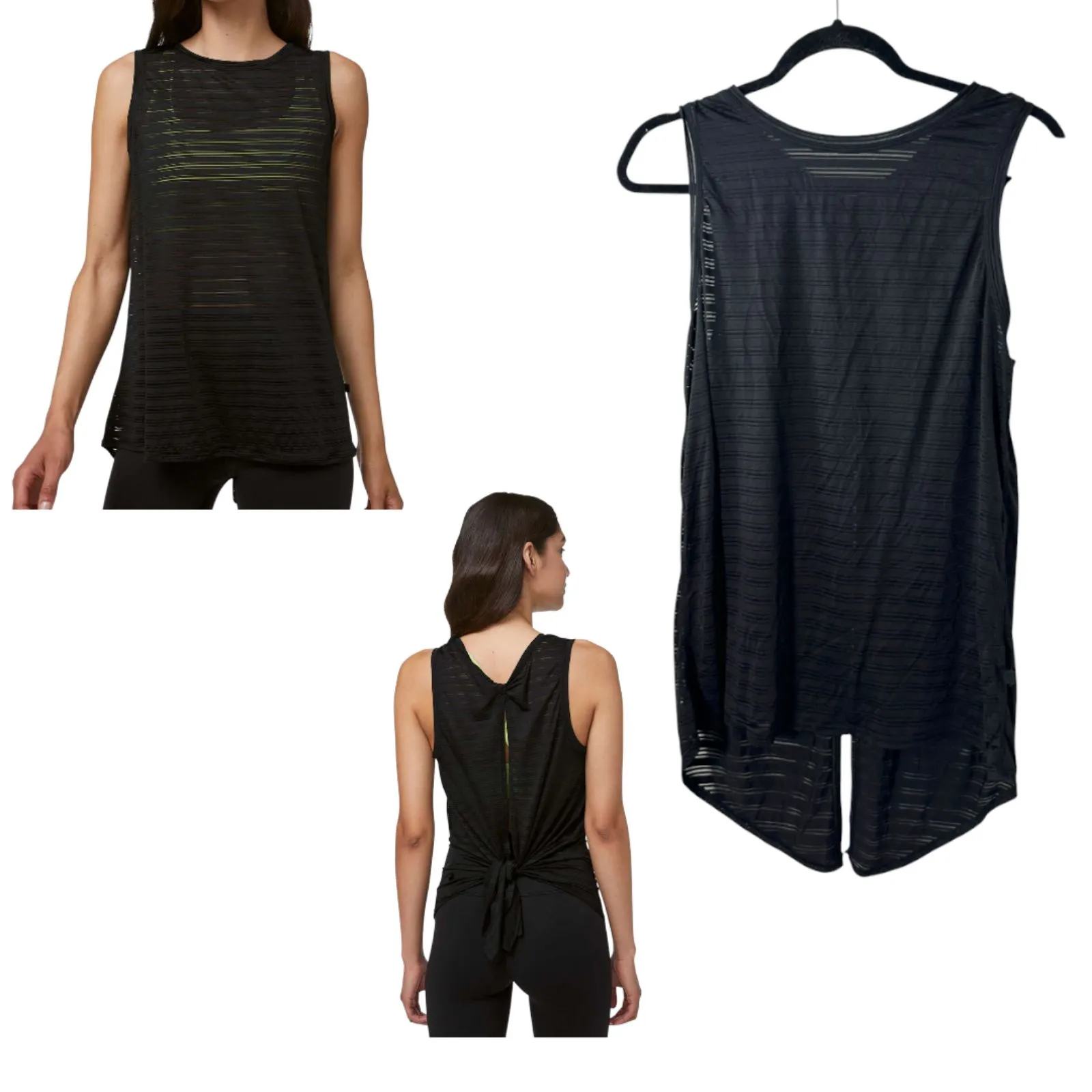 Lululemon Meet Halfway Black Semi Sheer Oversized Flowy Tank Top Size 8 - Image 2
