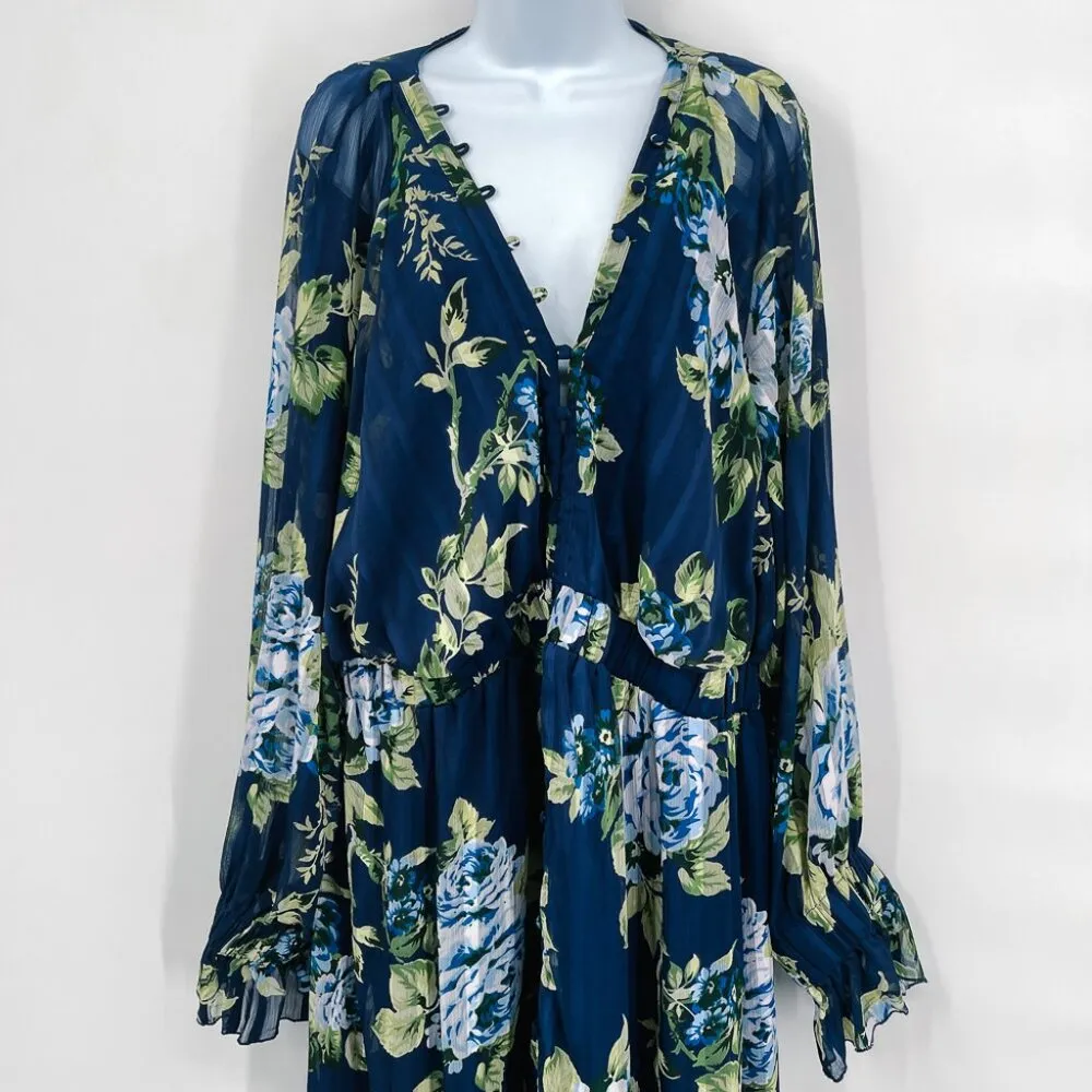 ASOS Design Curve Plus Size Satin Ruffle Floral Print Open Back Midi Dress 18 - Image 7