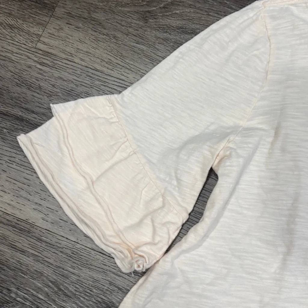 Dylan Women's Light Pink Ruffle Sleeve Tee Medium Oversized Cotton Top - Image 4