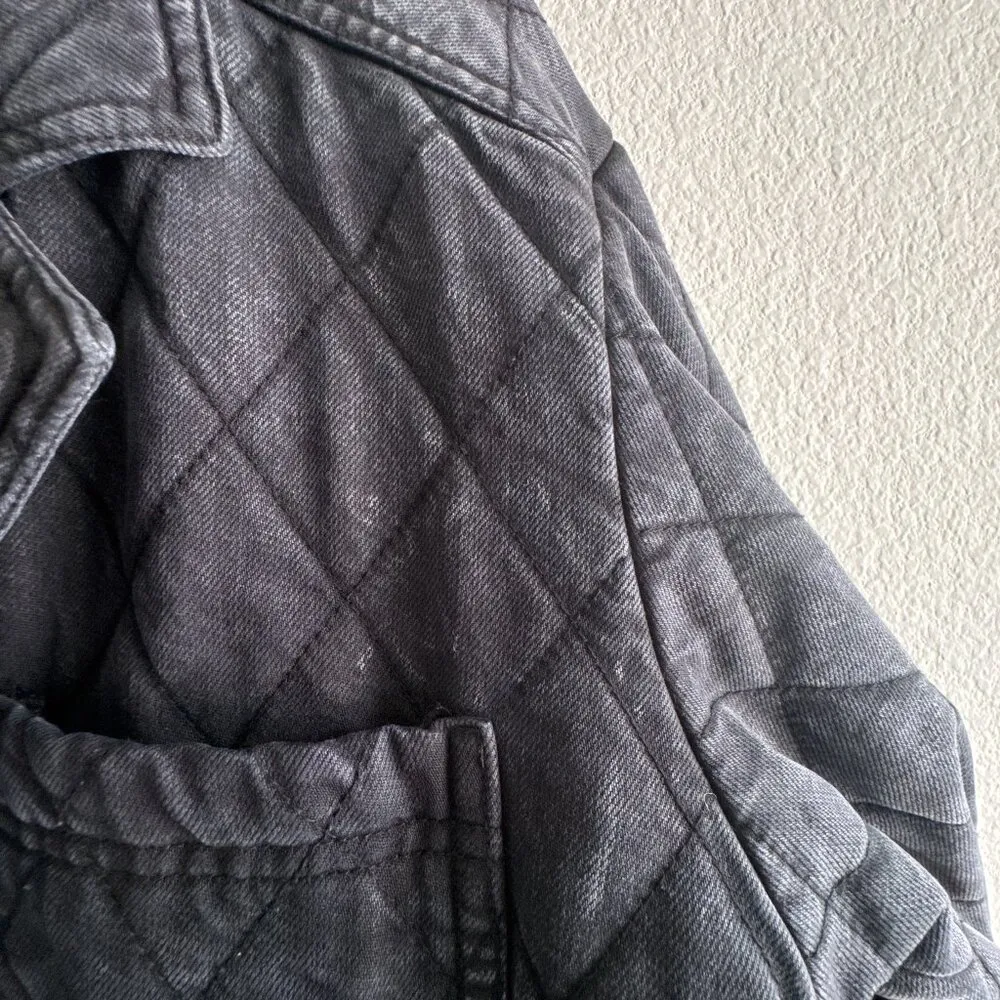 Anthropologie YFB Walker Mineral wash-black Quilted Shacket jacket - Image 9