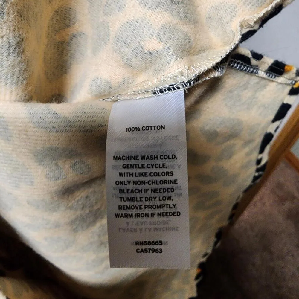 NEW Nordstrom Leopard Print Cotton Flannel Pajama Dress Nightshirt Size Small - Image 5