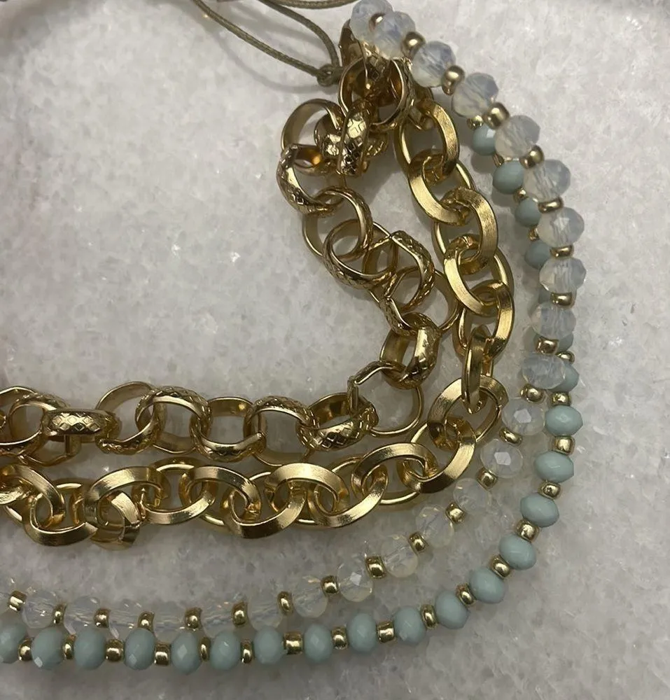 Massini bracelet multi strand bead gold tone chain jewelry NEW - Image 2