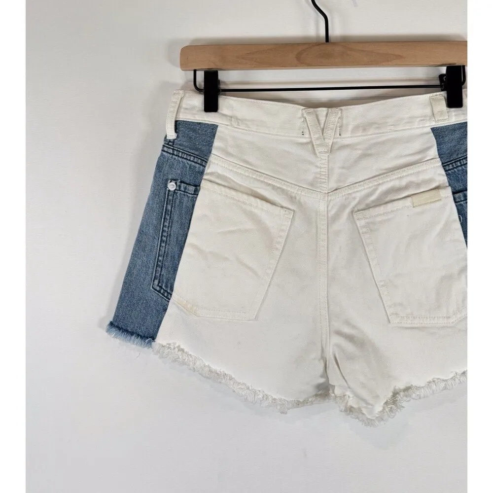 7 For All Mankind Womens Shorts White Denim Cut Off Mid Rise Casual Jean Size 28 - Image 7