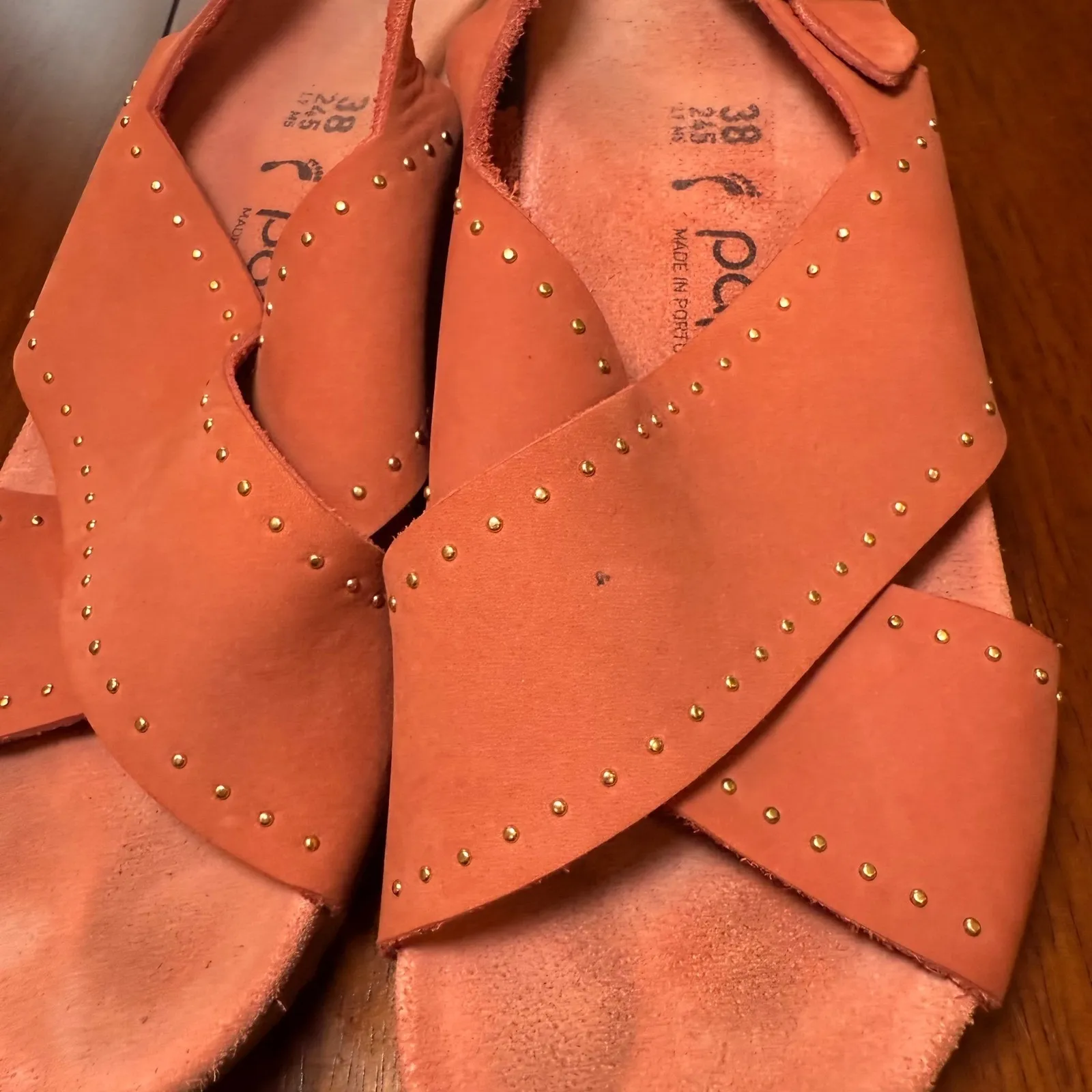 Birkenstock Papillio Samira Rivets Sandal Wedge Red Pink‎ Size 38 US 7 - Image 4