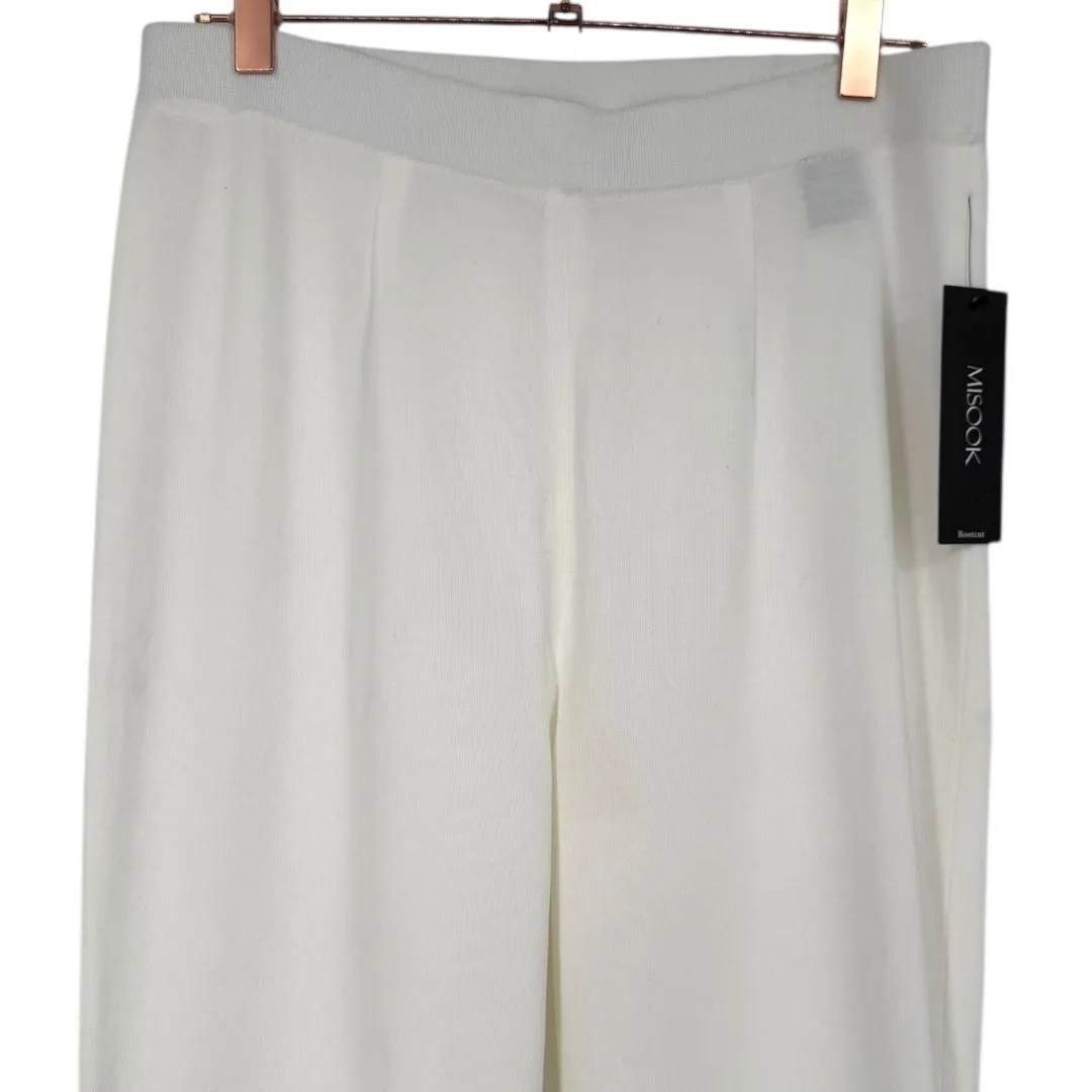 Misook NWT Women's Bootcut Pull On Knit Pants White Size Medium Contemporay - Image 6