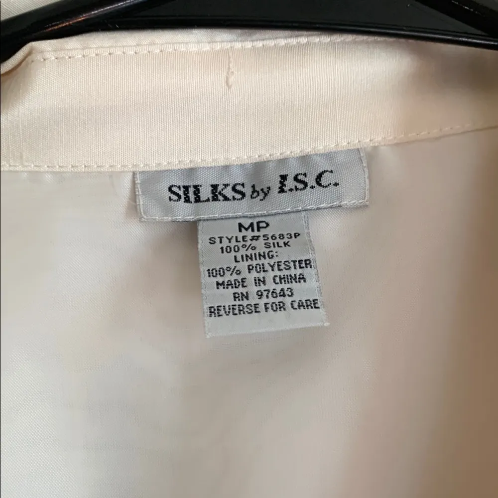 Silks By LSC White Blouse with Black Animal Print Size MP 100% Silk Women Shirt - Image 3