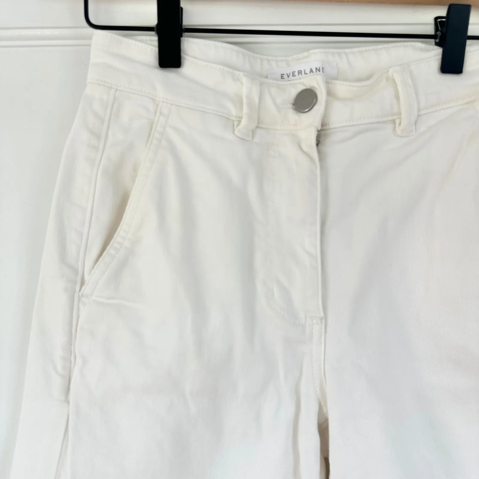 Everlane Wide Leg Utility Crop Pants High Rise White‎ Twill Casual Size 26 - Image 3