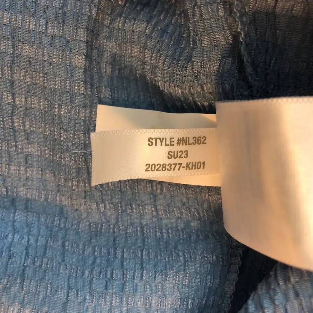 Madewell Womens Crinkle Polo Crop Tee Shirt Top Tranquil Lake Blue XS - Image 9