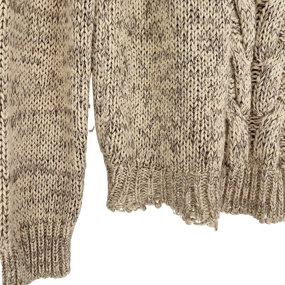 Reformation Cableknit Mock Neck Sweater Oatmeal Tan Size XS/S - Image 2
