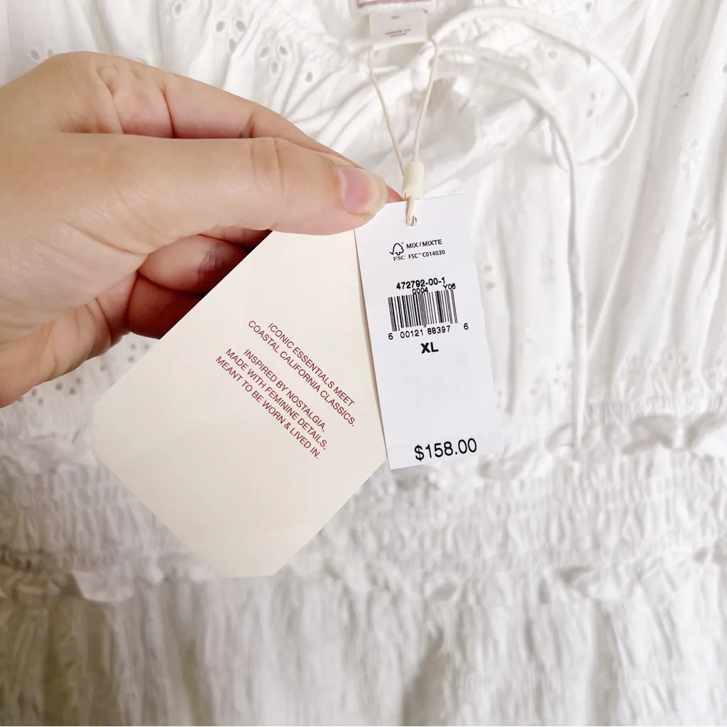 GAP x Doen • White Eyelet Midi Dress tiered ruffle smocked peasant cottagecore - Image 8