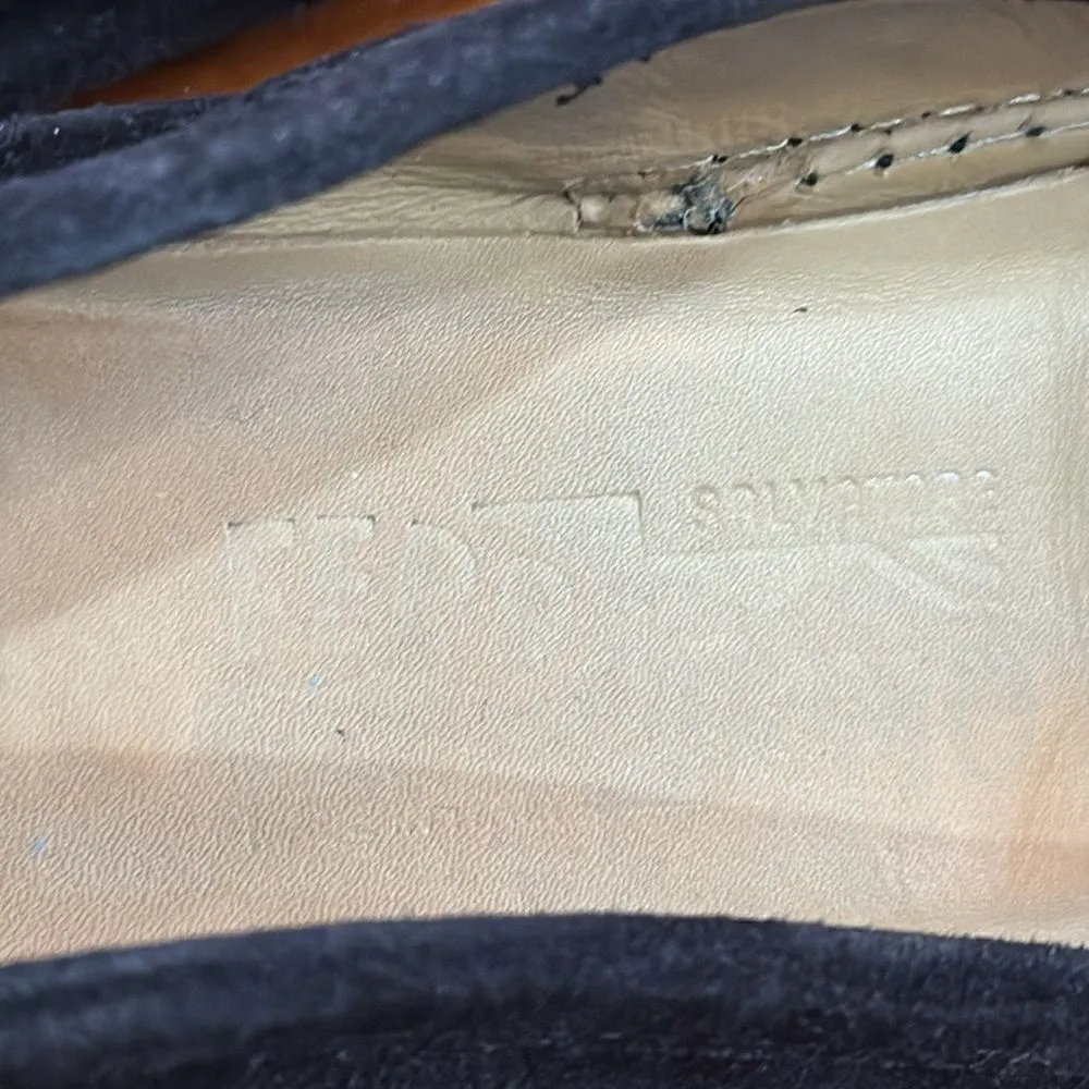 Salvatore Ferragamo Suede Horsebit Black Loafers Size 7 B - Image 6