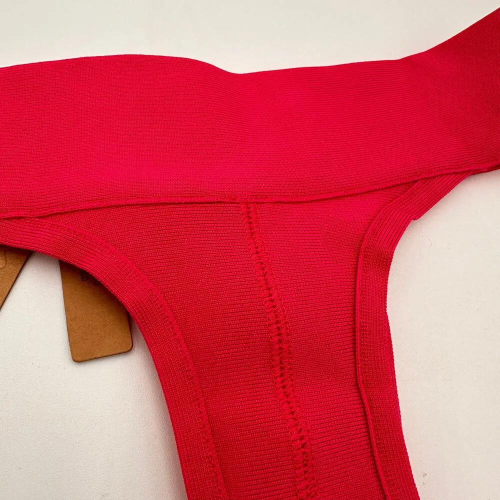 Skims Knit Swim Cheeky Bottom Magenta Hot Pink Swimsuit Size XXS - Image 4