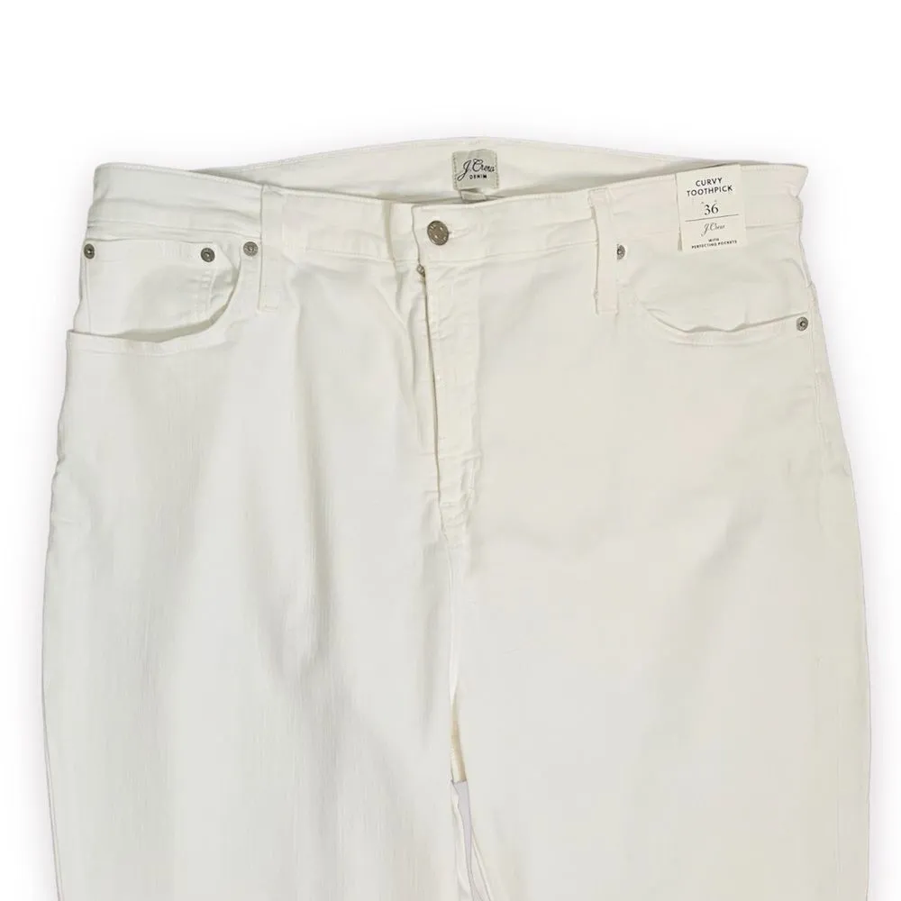 JCREW Curvy Toothpick White Jeans Skinny High Rise  36 (Size 22) - Image 5