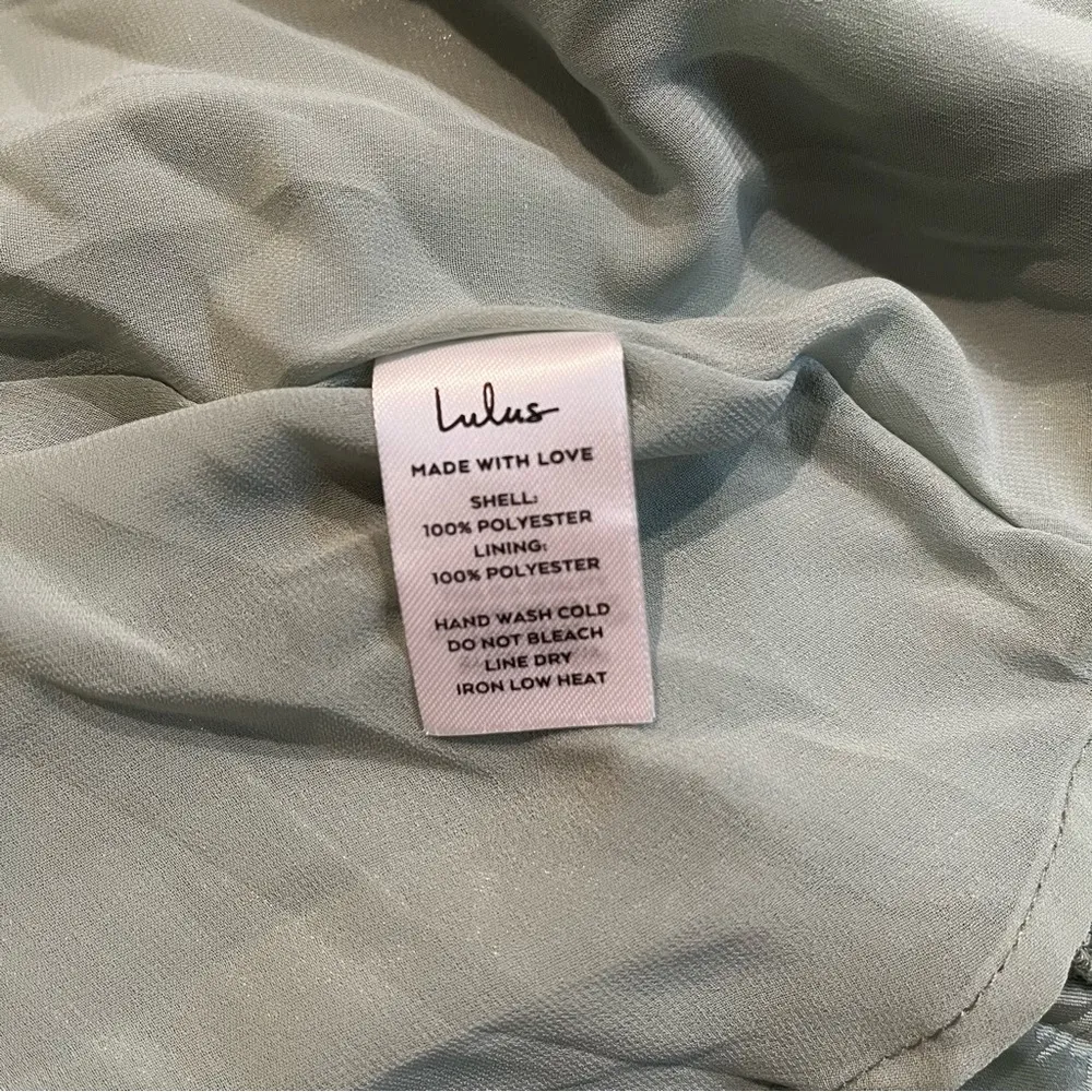 NWT, Lulus Pleating Up Sage Green Satin Jacquard Pleated Midi Dress, Sz S - Image 14