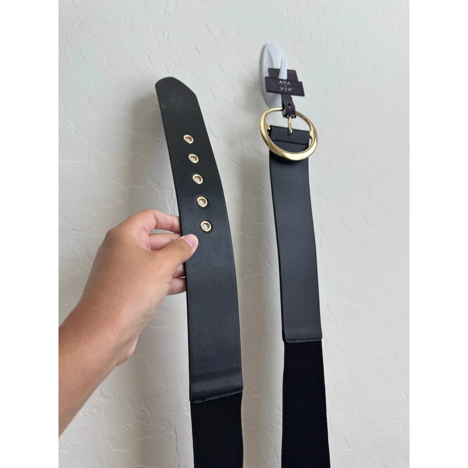 Ava & Viv Mid Waist Belt Stretchy Wide Black Gold NWT 4X - Image 4