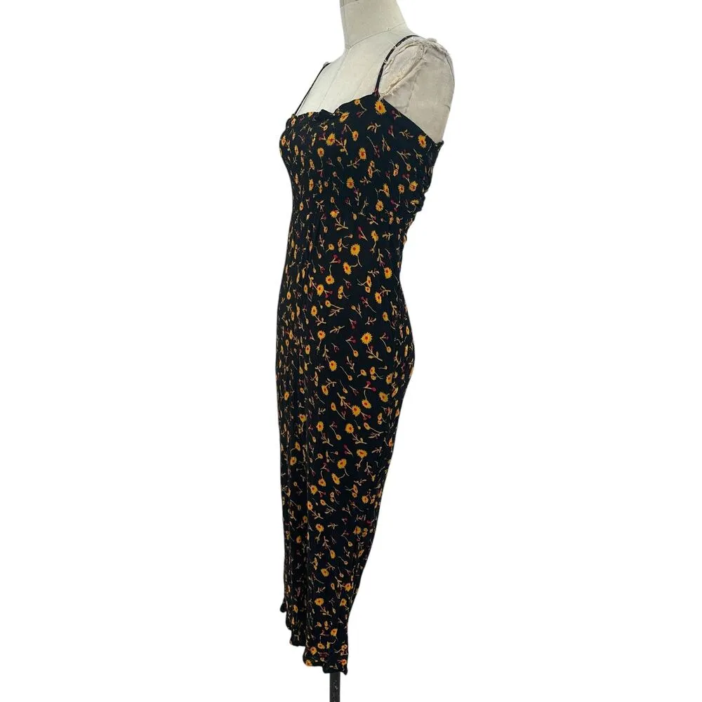 Whistles Aster Floral Textured Jumpsuit Black Yellow Print‎ Size 0 - Image 6