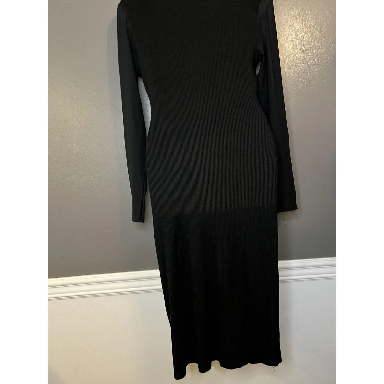 Almost Famous Dress Womens 2X Black Mesh Sleeve Ribbed Sweater Bodycon Midi - Image 8