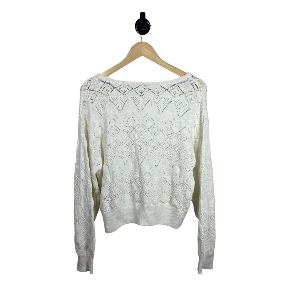 Z Supply Women’s Kasia Crochet Open Knit Sweater in Ivory Size L - Image 12