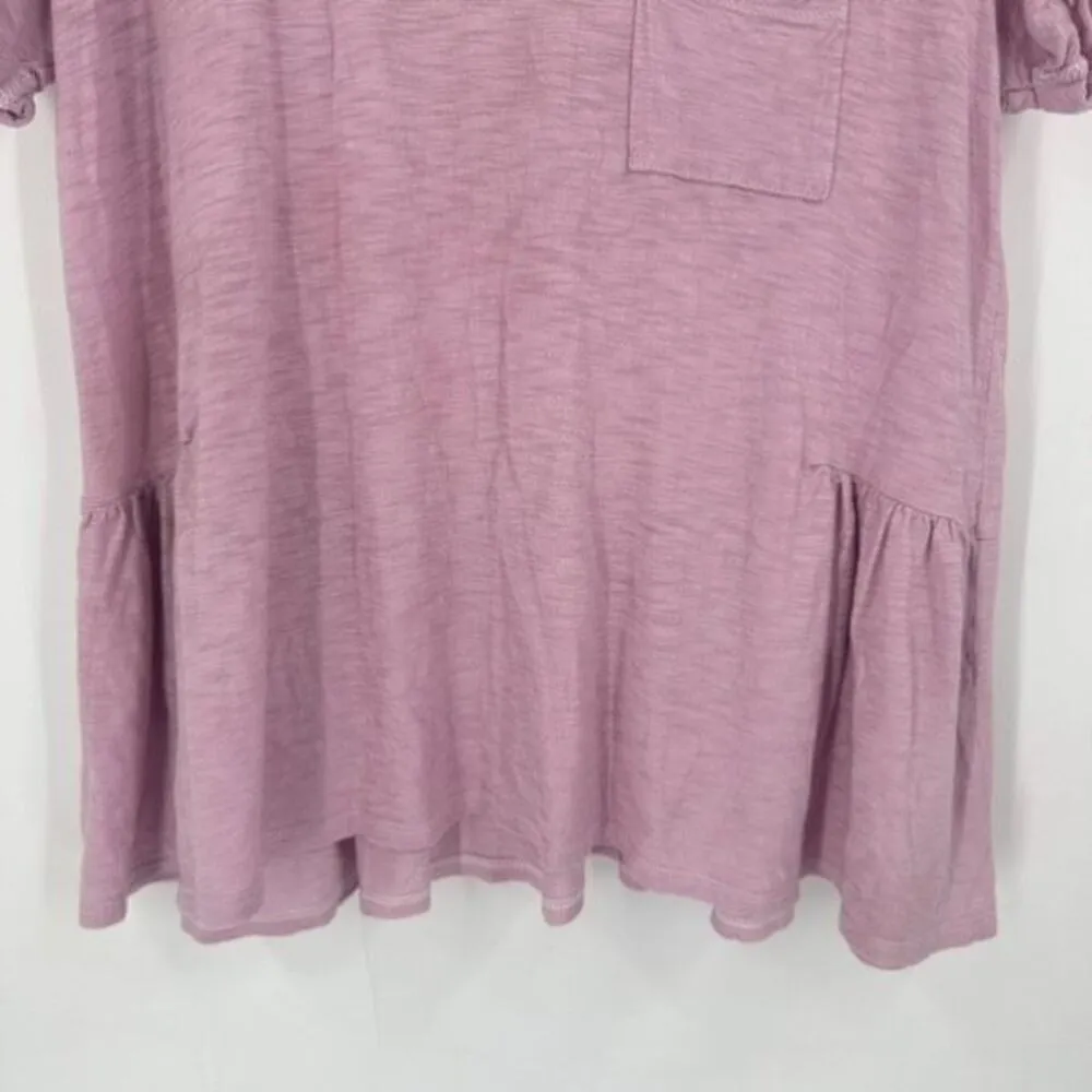Freeloader Heathered purple scoop neck pocket baby doll shirt Medium 100% cotton - Image 7