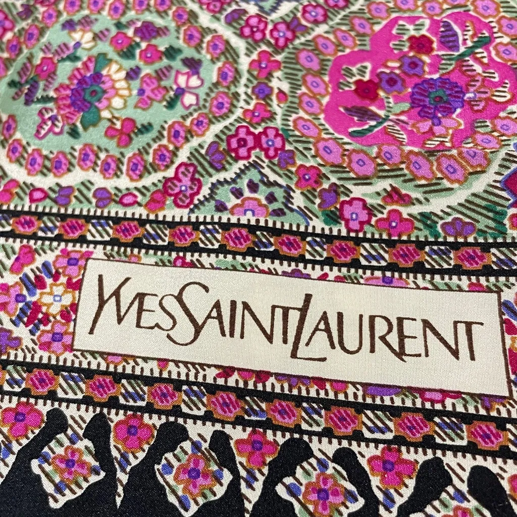Yves Saint Laurent Floral Patterned Cotton Scarf - Image 2