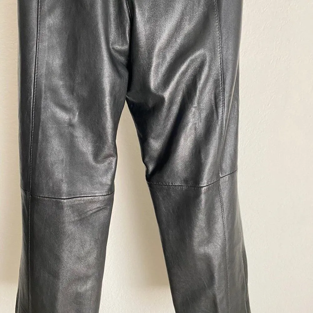 Zana Couture sz 12 black high rise‎ VINTAGE 80s 100% Leather pants - Image 8