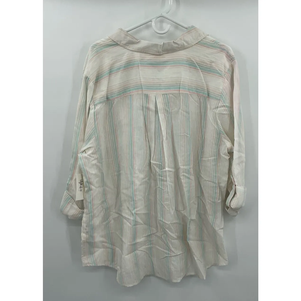 Style & Co. Womens‎ Plus Size Striped Shirt, Rainbow, 3X - Image 4