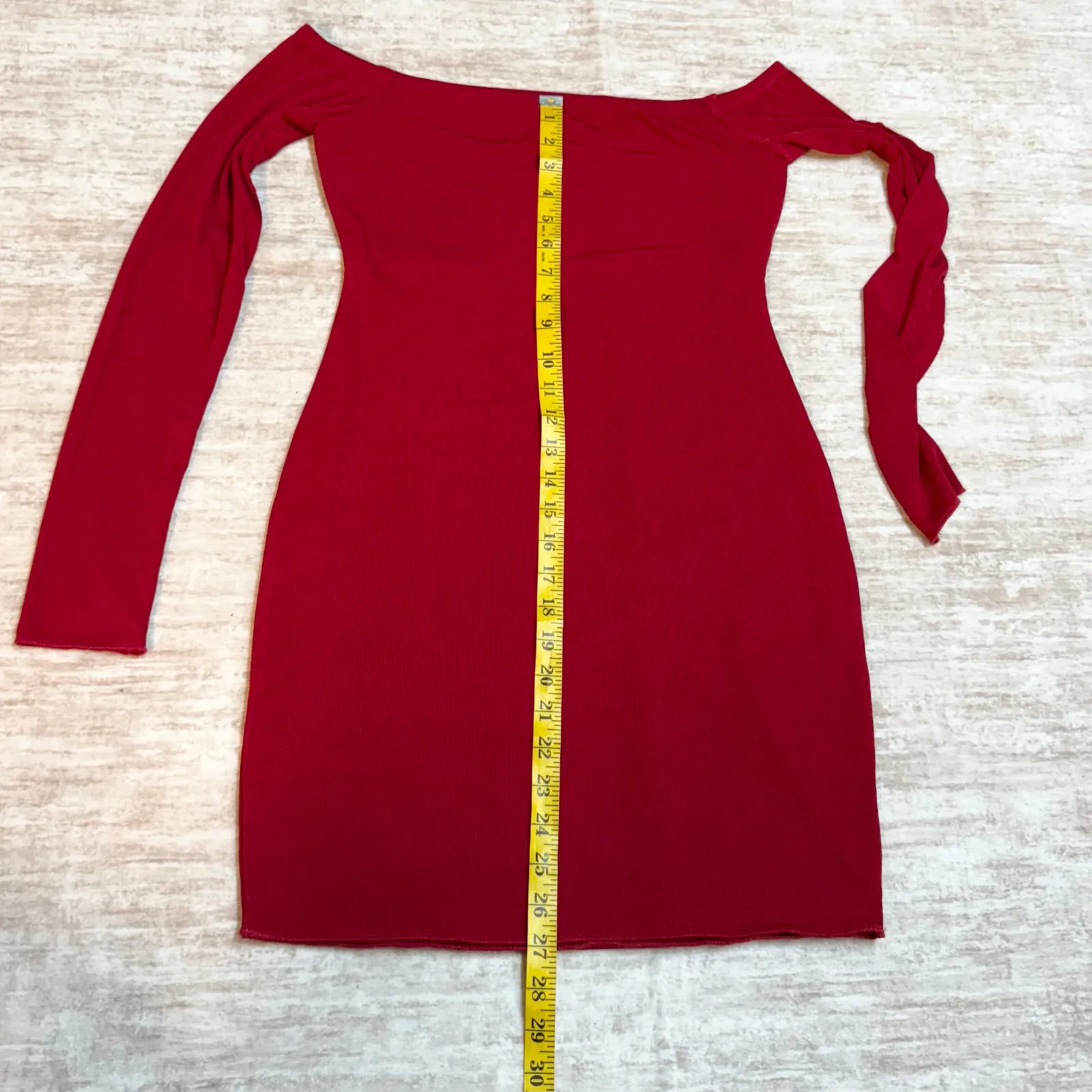 Naked Wardrobe Women XL Red Long Sleeve Off Shoulder Bodycon Mini Dress Cocktail - Image 4