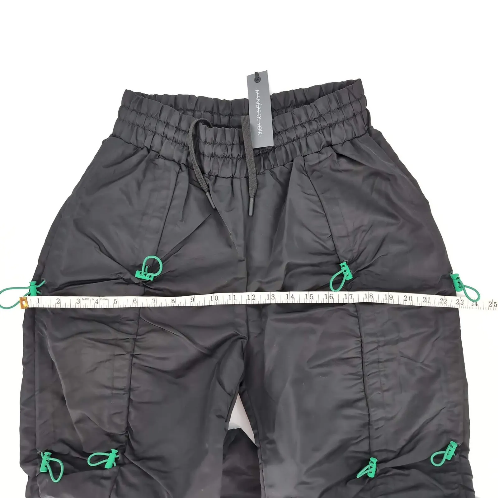 Maniere de Voir Black & Green Nylon Cargo Pants with Bungee - US Size 6 - New - Image 9