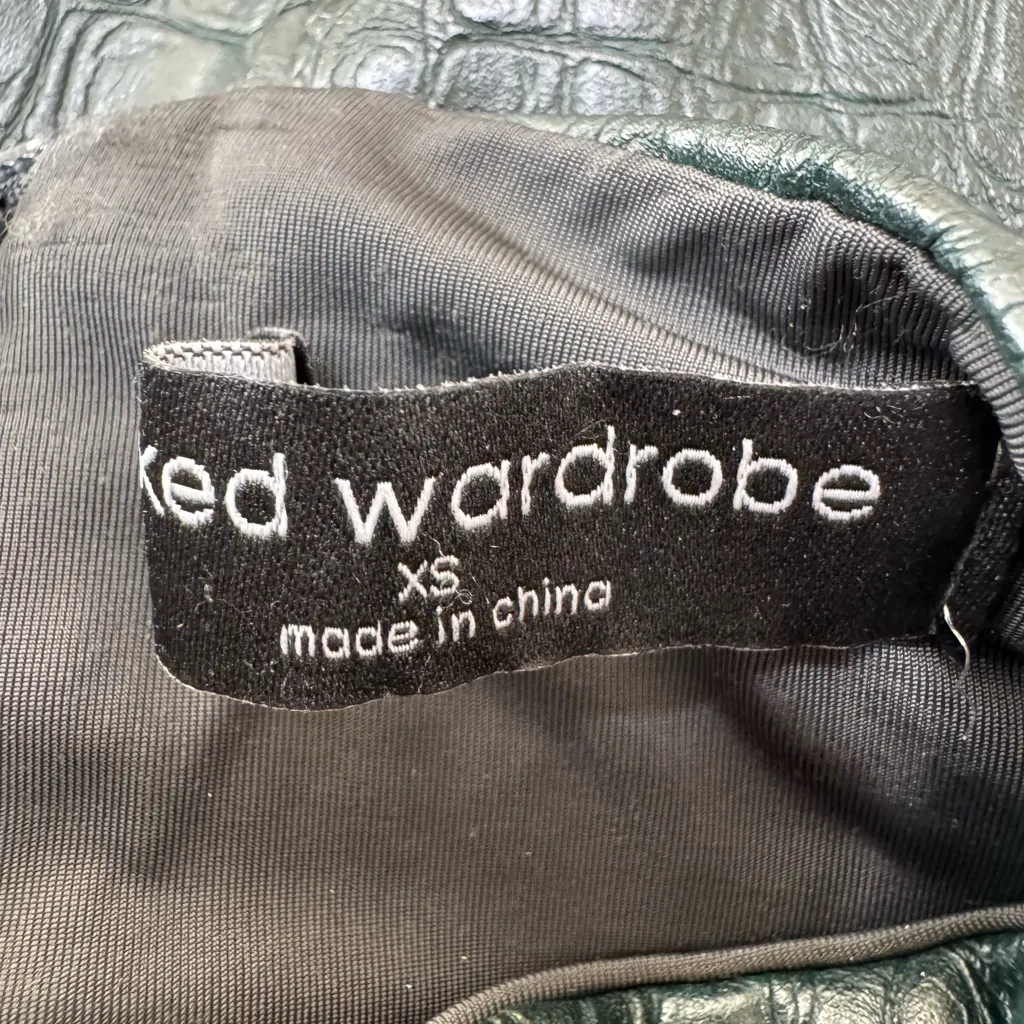 Naked Wardrobe Crocodile Collection Faux Leather Long Sleeve Bodysuit Green XS - Image 12