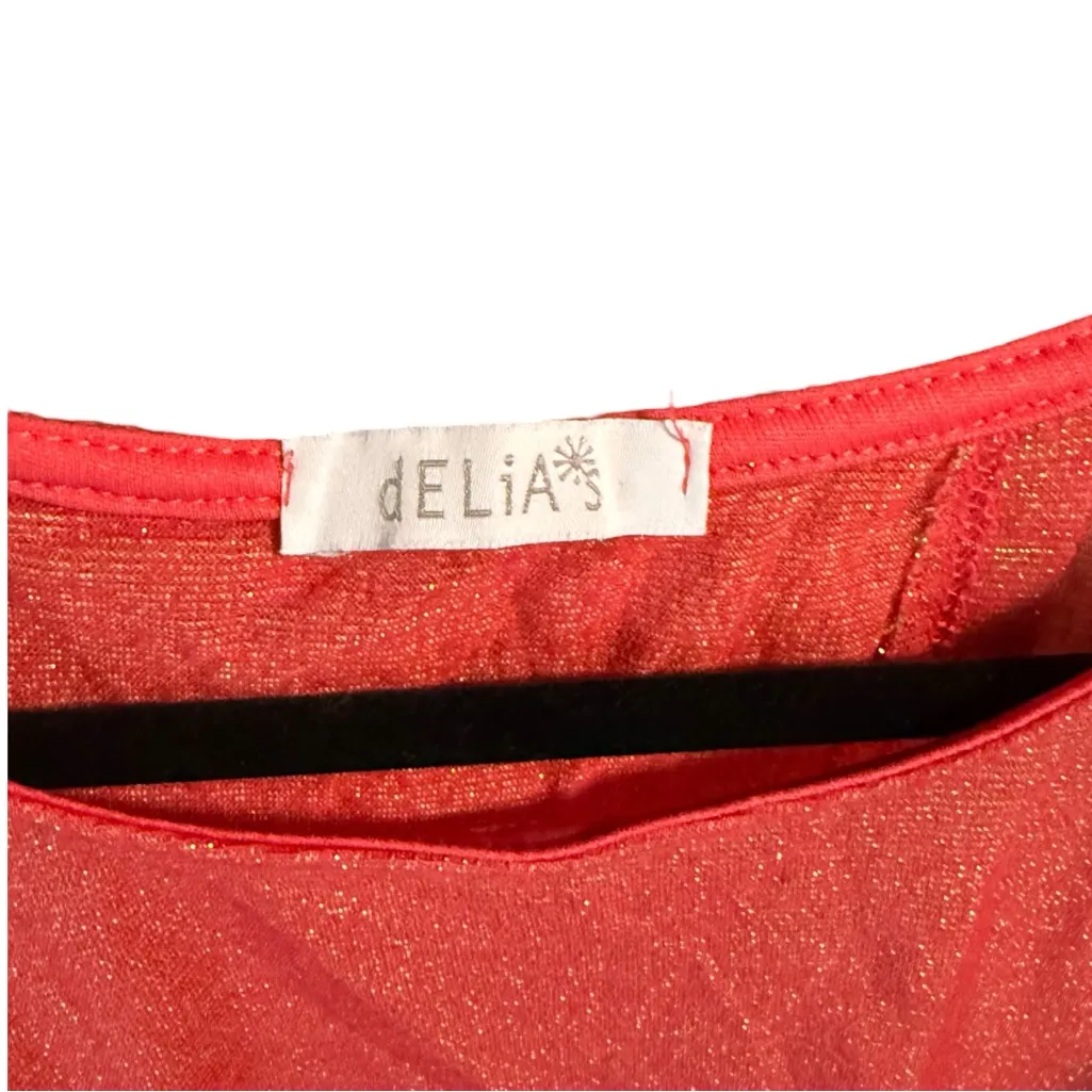 dELiA*s Delia’s Burnt Orange Gold Metallic Open Back Tank Top Y2K Vintage S/M Red Size M - Image 5
