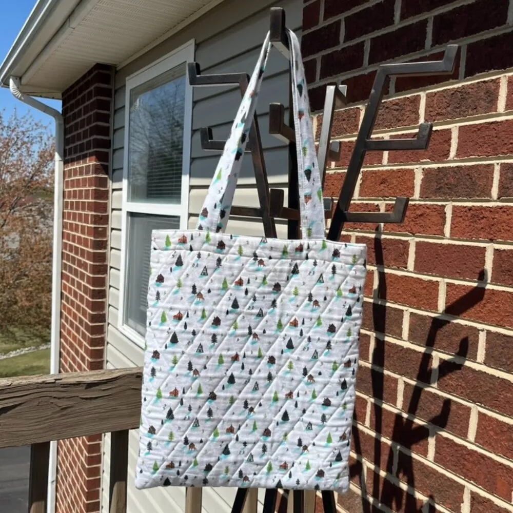 Paper Source Skiers Quilted Tote White - Image 7