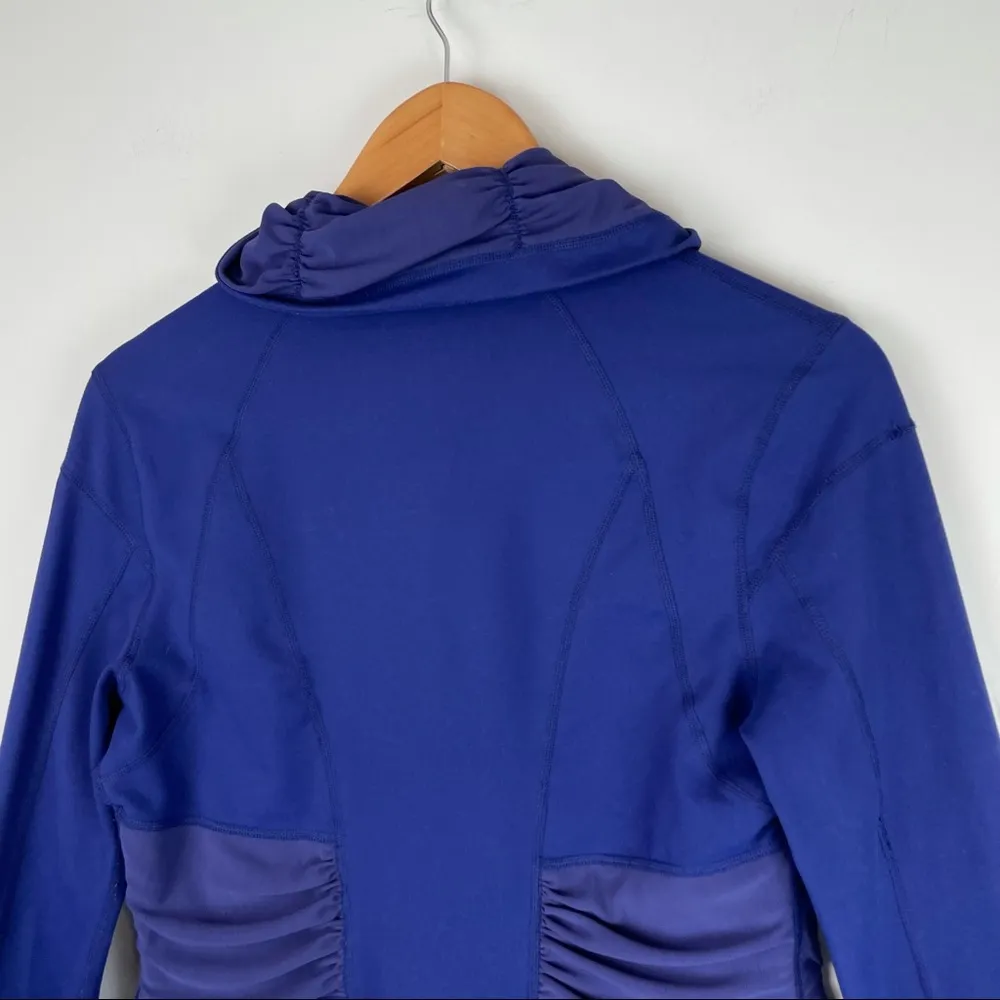 Zella Womens High Neck Full Zip Athletic Jacket Purple Shaping Thumb Holes - Image 10