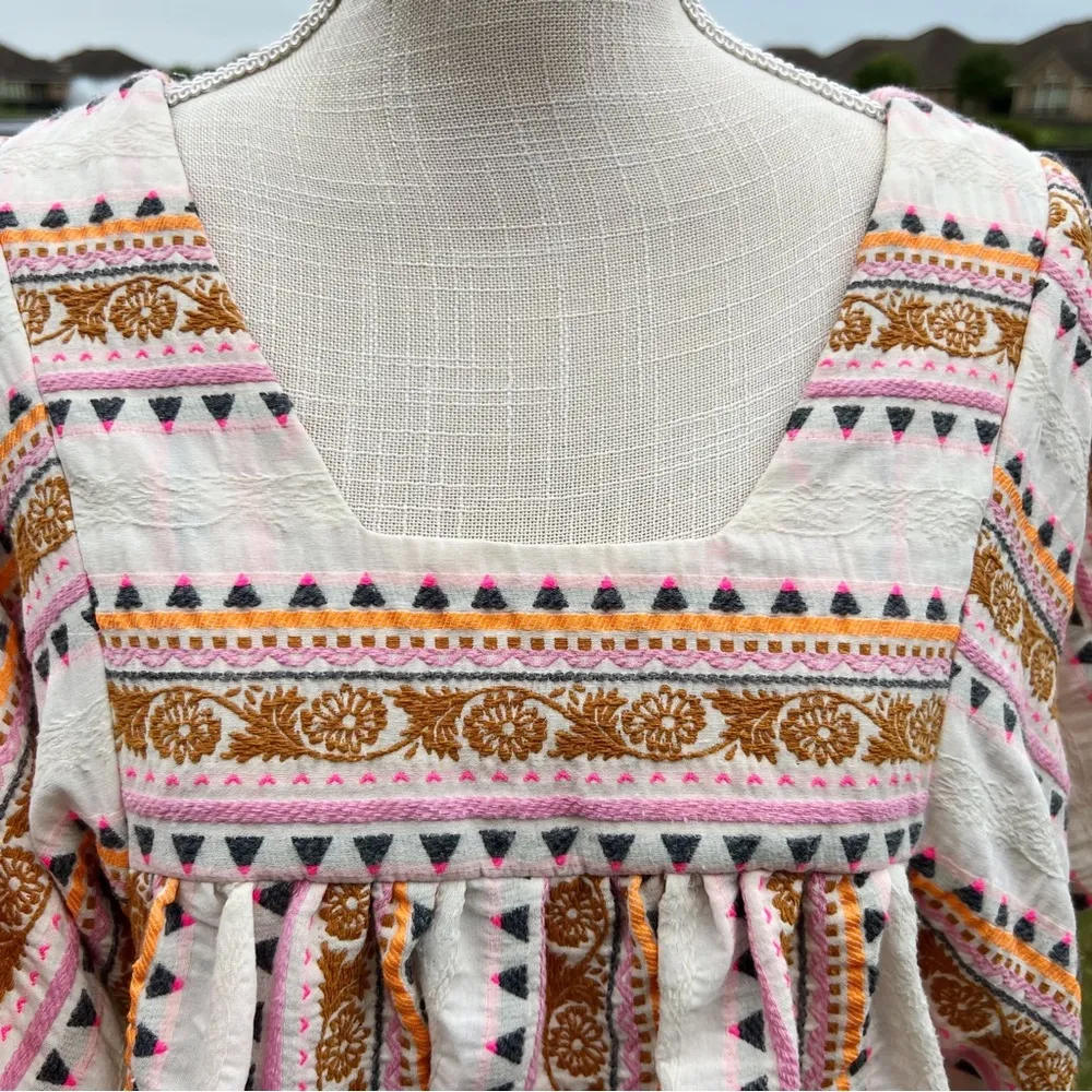 Gaia empowered woman artisan embroidered multicolor top - Image 2