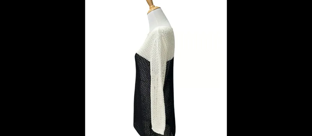 Apt. 9 black white colorblock netting sweater L - Image 2