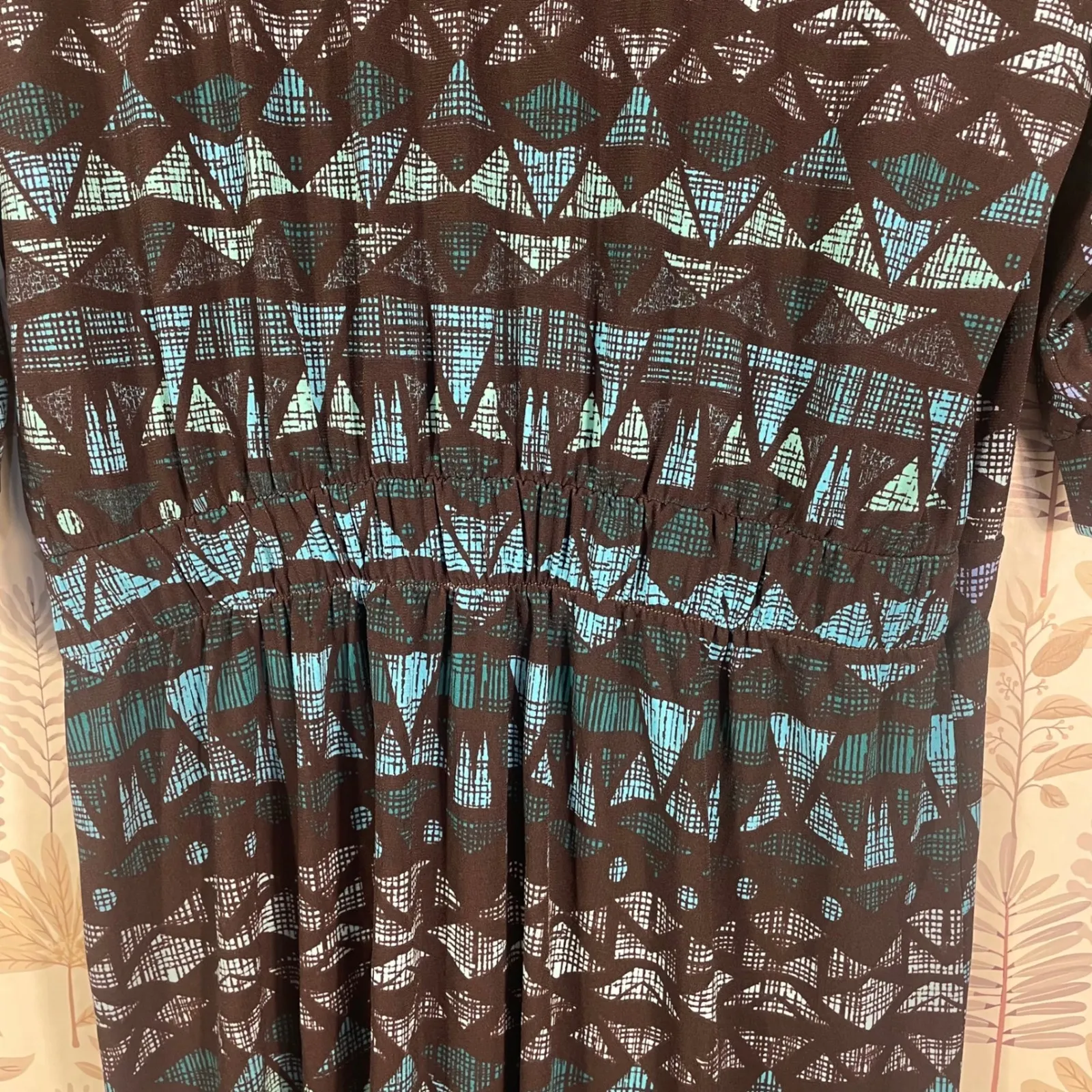 Veronica M Geometric Print Tie Waist Dress Size M Made in USA‎ Boho Stretch NWT - Image 9