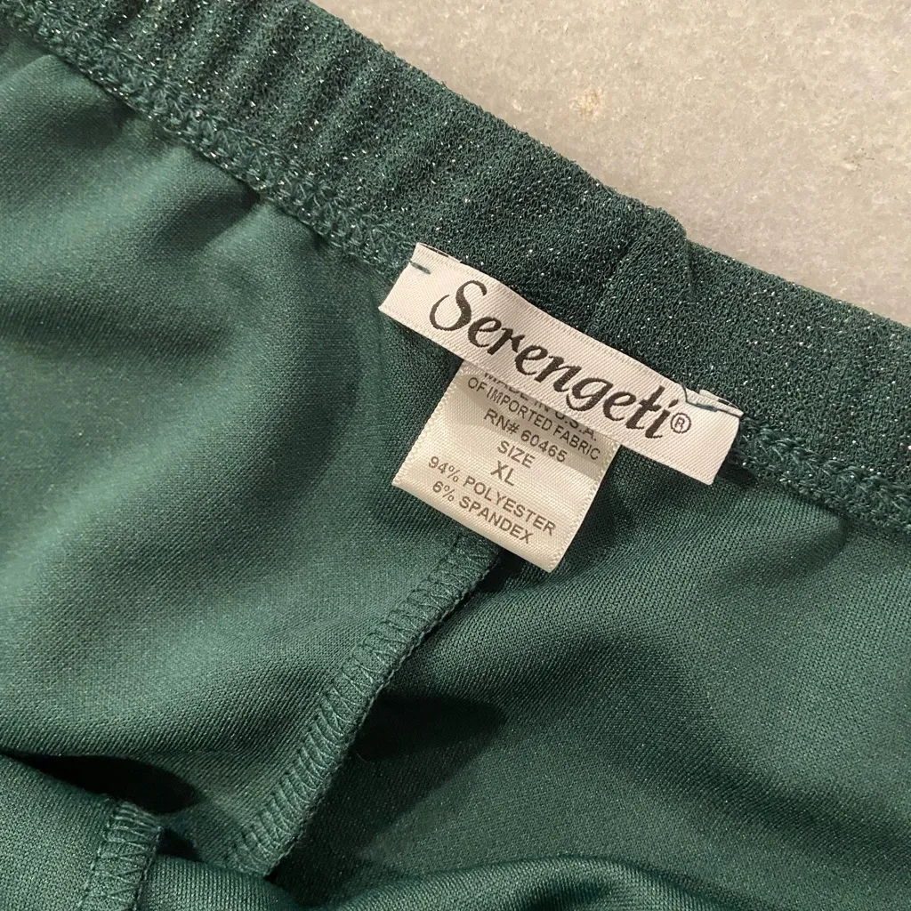 NWOT Serengeti Size XL Emerald Green Sparkle Flowy Wide Leg Pull On Pants - Image 7