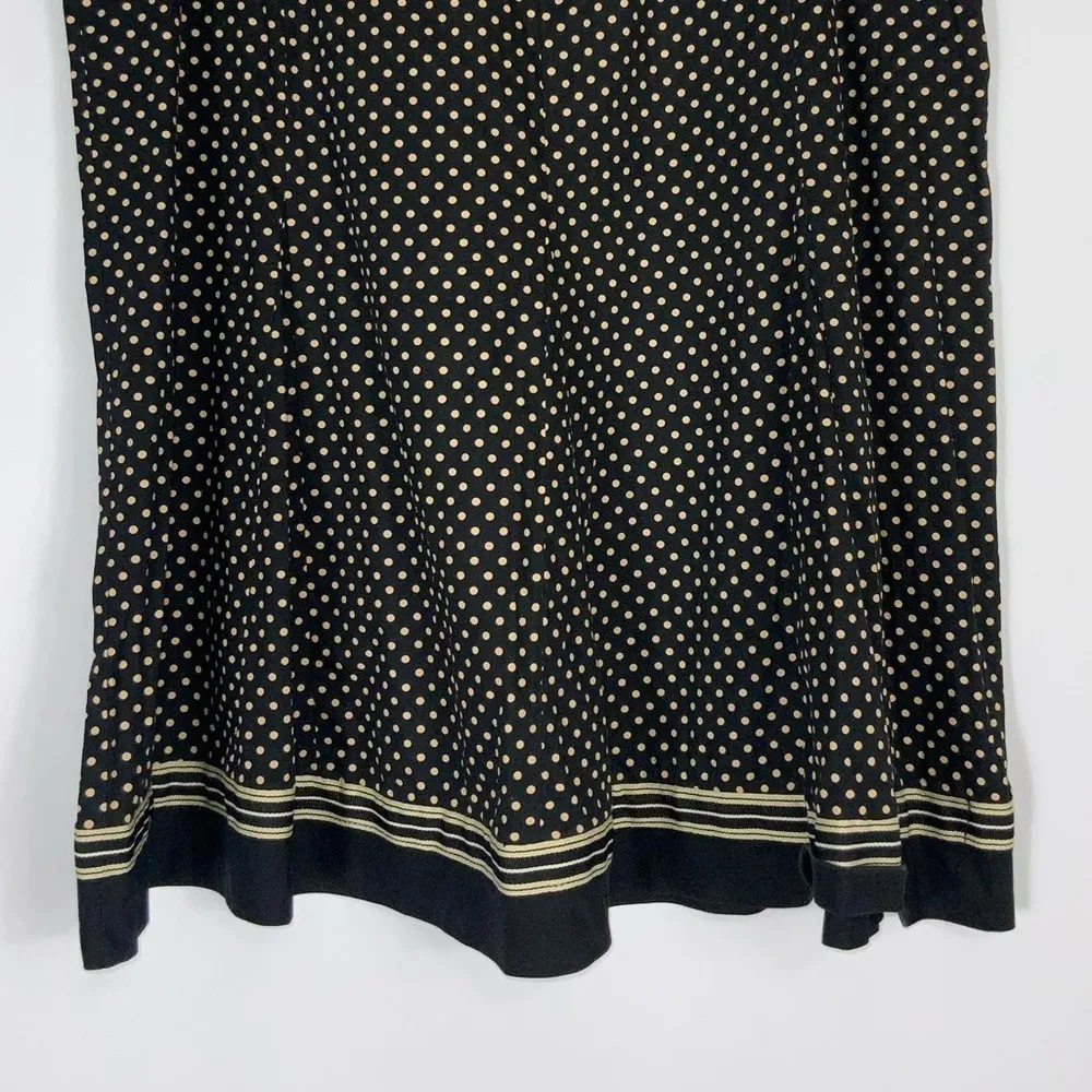 Robbie Bee Black Tan Polka Dots Gathered Full Knee Length Skirt Size 14 - Image 7