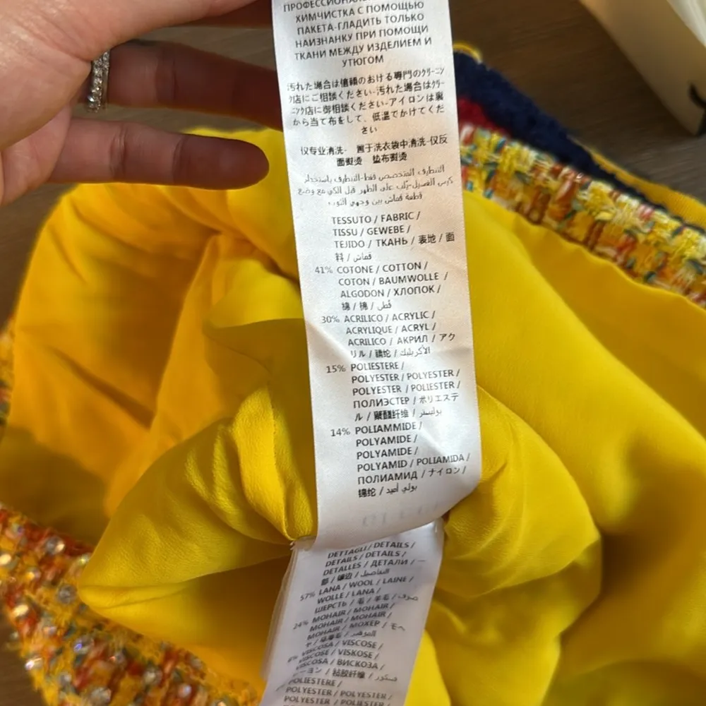 NWT Gucci yellow cotton blend a line tweed sequin embellished knee length skirt - Image 9