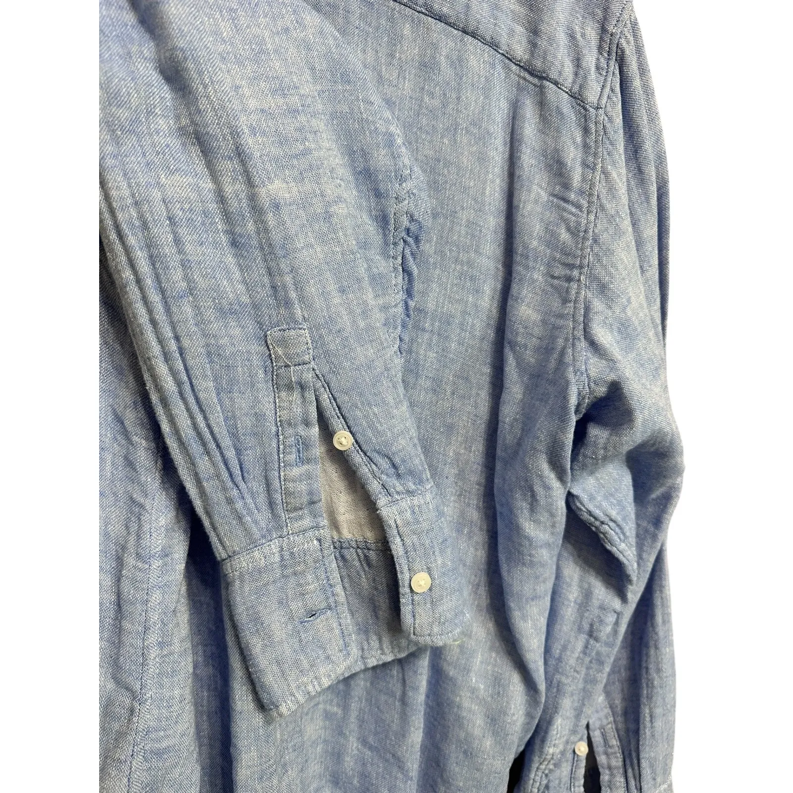 J. Crew Garçon classic shirt‎ cotton-linen blend gauze Chambray Shirt size 18 - Image 4